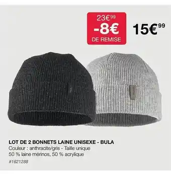 Costco Lot de 2 bonnets laine unisexe - bula offre