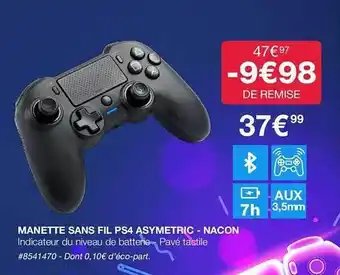 Costco Manette sans fil ps4 asymetric - nacon offre