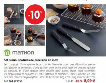 Mathon Set 3 mini spatules de précision en inox mathon offre