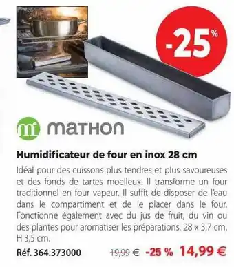 Mathon Humidificateur de four en inox 28 cm mathon offre