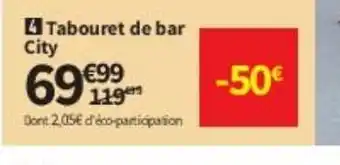 Conforama Tabouret de bar city offre