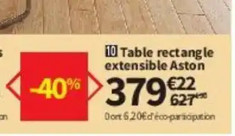 Table rectangle extensible aston
