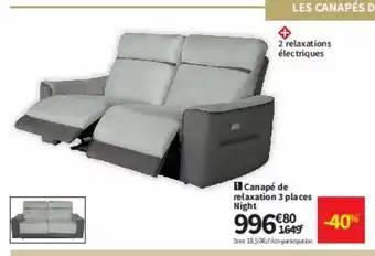Conforama Canapé d'angle relaxation 3 plaes night offre