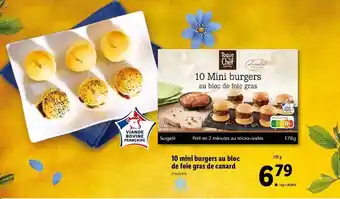 Lidl 10 Mini Burgers Au Bloc De Foie Gras De Canard Toque Du Chef offre