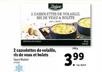 2 Cassolettes De Volaille, Ris De Veau Et Bolets