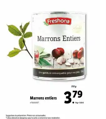 Lidl Marrons Entiers Freshona offre