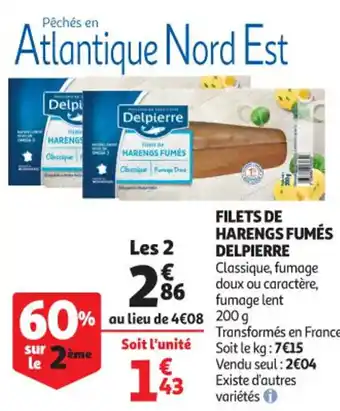 Auchan Supermarché Filets de harengs fumés delpierre offre