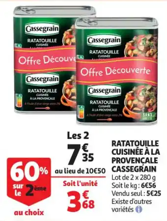 Auchan Supermarché Ratatouille cuisinée à la provençale cassegrain offre