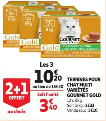 Auchan Supermarché Terrines pour chat multi variétés gourmet gold offre