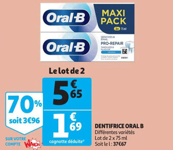 Auchan Supermarché Dentifrice oral b offre