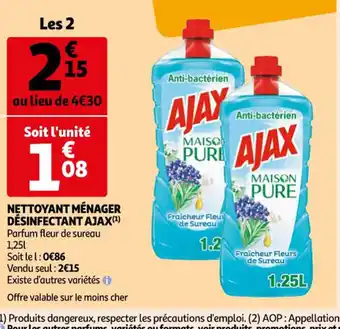 Auchan Nettoyant Menager Desinfectant Ajax offre