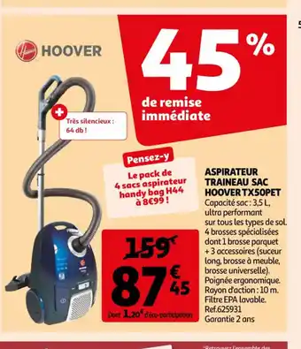 Aspirateur Traineau Sac Hoover TX50PET