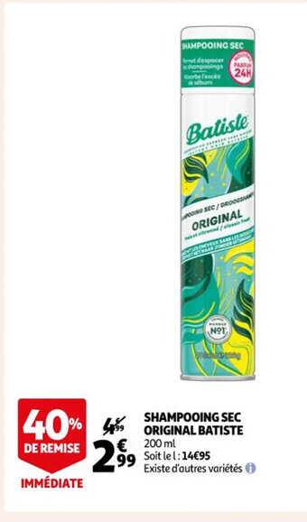 Auchan Shampooing Sec Original Batiste offre