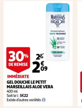 Auchan Gel Douche Le Petit Marseillais Aloe Vera offre