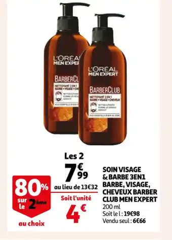 Auchan Soin Visage & Barbe 3En1 Barbe Visage Cheux Barber Club Men Expert offre