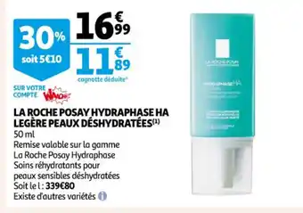 Auchan La Roche Posay Hydraphase ha Legere Peaux Déshydratées offre