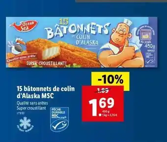 Lidl 15 Bâtonnets De Colin D'alaska Msc Ocean Sea offre