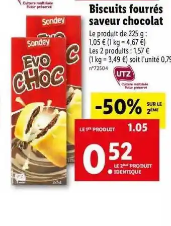 Lidl Biscuits Fourrés Saveur Chocolat offre