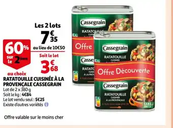 Auchan Ratatouille Cuisinée à la provençale Cassegrain offre