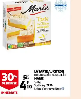 La tarte Au Citron Meringuee Surgelée Marie