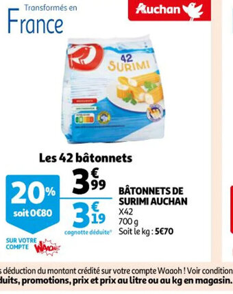 Auchan Batonnets de Surimi auchan offre