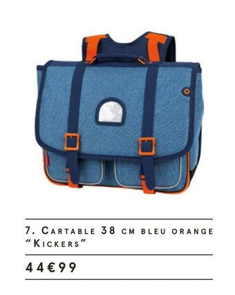Monoprix Cartable bleu orange 38 cm offre