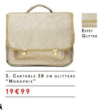 Monoprix Cartable 38 cm glitters offre