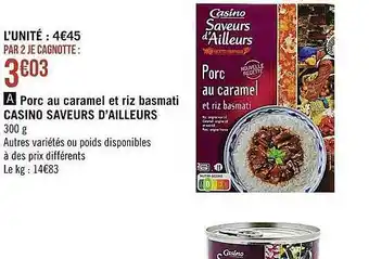 Casino Supermarchés Porc au caramel et riz basmati casino saveurs d'ailleurs offre