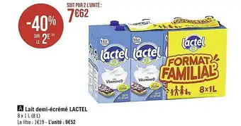 Casino Supermarchés Lait demi-écrémé lactel offre