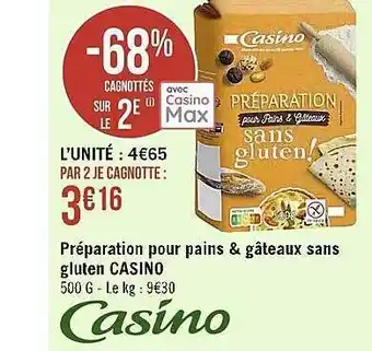 Préparation pour pains & gâteaux sans gluten casino