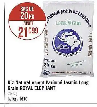 Casino Supermarchés Riz naturellement parfumé jasmin long grain royal éléphant offre