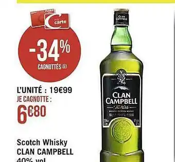 Casino Supermarchés Scotch whisky clan campbell offre