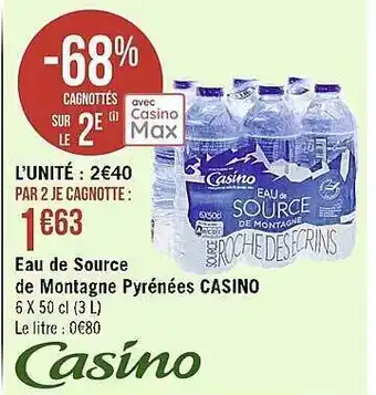Eau de source de montagne pyrénées casino