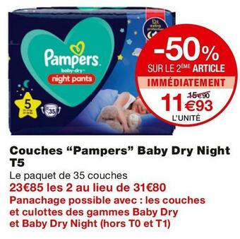 Monoprix Couches Baby Dry Night T5 offre