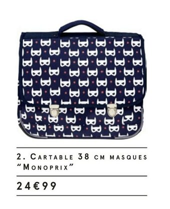 Monoprix Cartable 38 cm Masques offre