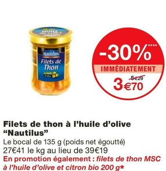 Monoprix Filets de thon à l’huile d’olive offre