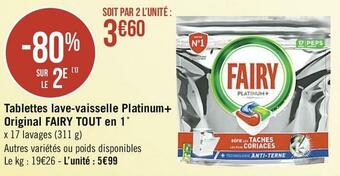 Casino Supermarchés Tablettes lave-vaisselle Platinum+ Original TOUT en 1 offre