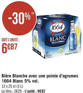 Casino Supermarchés Bière Blanche avec une pointe d’agrumes Blanc 5% vol. offre