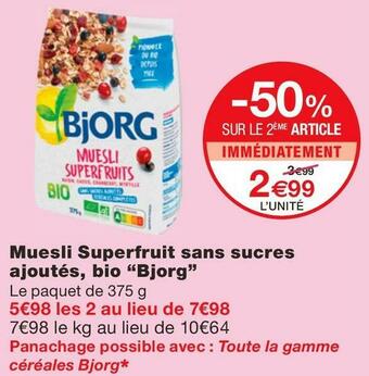 Monoprix Muesli Superfruit sans sucres ajoutés, bio offre