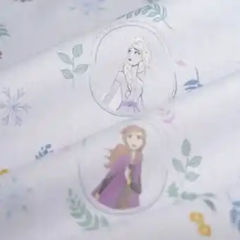 Tissu cretonne la reine des neiges elsa anna et olaf lila