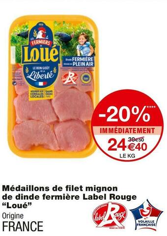 Monoprix Médaillons de fi let mignon de dinde fermière Label Rouge offre