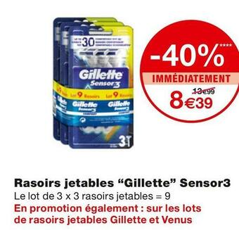 Monoprix Rasoirs jetables Sensor3 offre