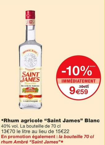 Monoprix Rhum agricole Blanc offre