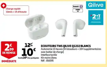 Auchan Ecouteurs TWS Qilive Q1232 Blancs offre