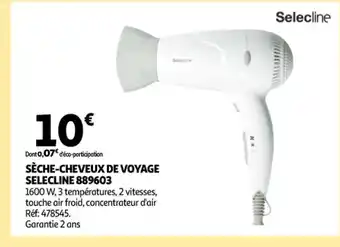 Auchan Seche-Cheveux de Voyage Selecline 889603 offre
