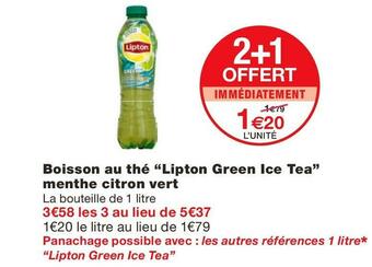 Monoprix Boisson au thé ” menthe citron vert offre