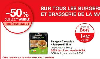 Monoprix Burger Création Bio offre