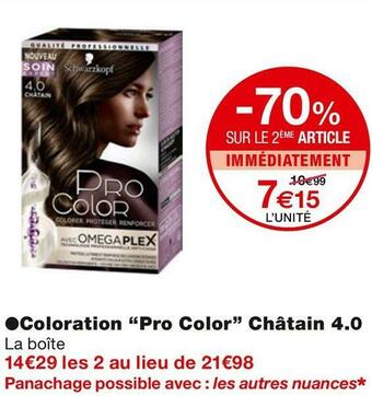 Monoprix Coloration “Pro Color” Châtain 4.0 offre