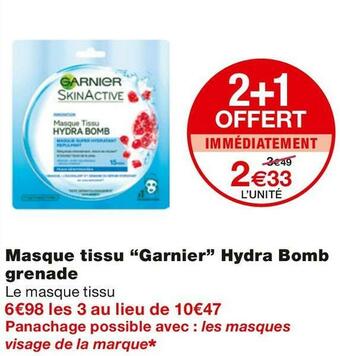 Monoprix Masque tissu Hydra Bomb grenade offre
