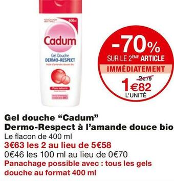 Monoprix Gel douche Dermo-Respect à l’amande douce bio offre